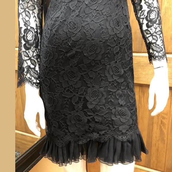 Serge & Real Black lace long sleeves dress S 2/4 - Picture 4 of 11